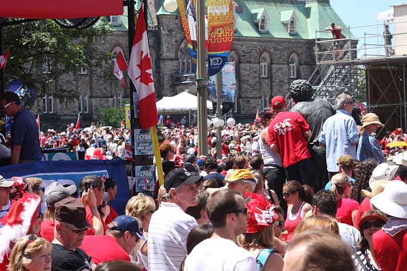 photo of the crowd celebrating Canada Day in Victoria, BC Canada